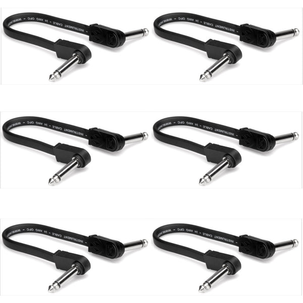 Hosa 6 in Flat Guitar Patch Cable Right Angle 6-Pack CFP-606-ThePedalGuy