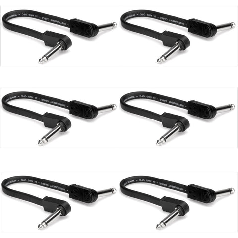 Hosa 6 in Flat Guitar Patch Cable Right Angle 6-Pack CFP-606-ThePedalGuy