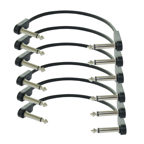 EBS PCF-DL18 18cm (7.08") Flat Patch Right Angle Guitar Patch Jumper Cable 6 Pack-ThePedalGuy