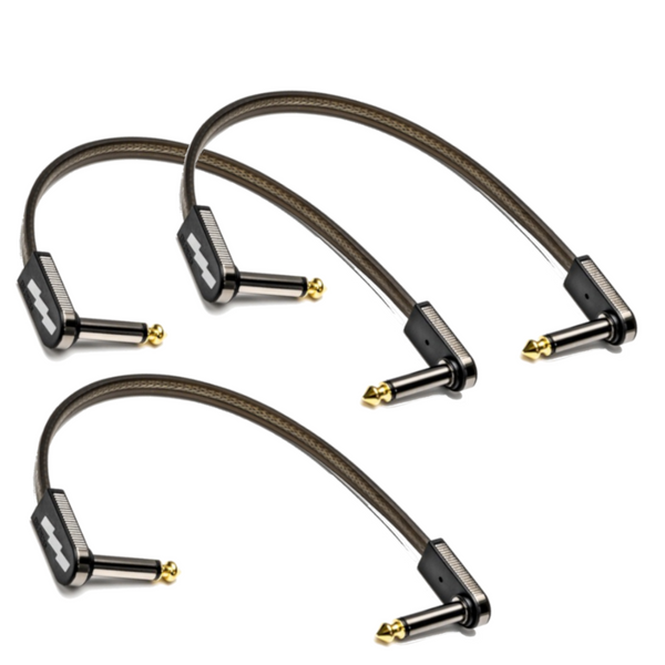 EBS PCF-HP-18 18cm (7.09") High Performance Black Gold Flat Patch Cable Angle-Angle-ThePedalGuy