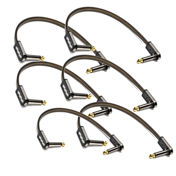 EBS PCF-HP-18 18cm (7.09") High Performance Black Gold Flat Patch Cable Angle-Angle-ThePedalGuy