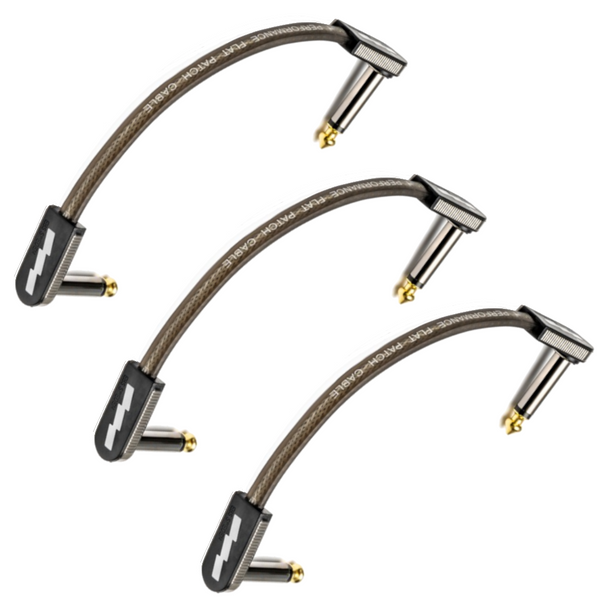 EBS PCF-HP-10 10cm (3.94") High Performance Black Gold Flat Patch Cable Angle-Angle-ThePedalGuy