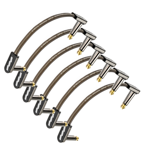 EBS PCF-HP-10 10cm (3.94") High Performance Black Gold Flat Patch Cable Angle-Angle-ThePedalGuy